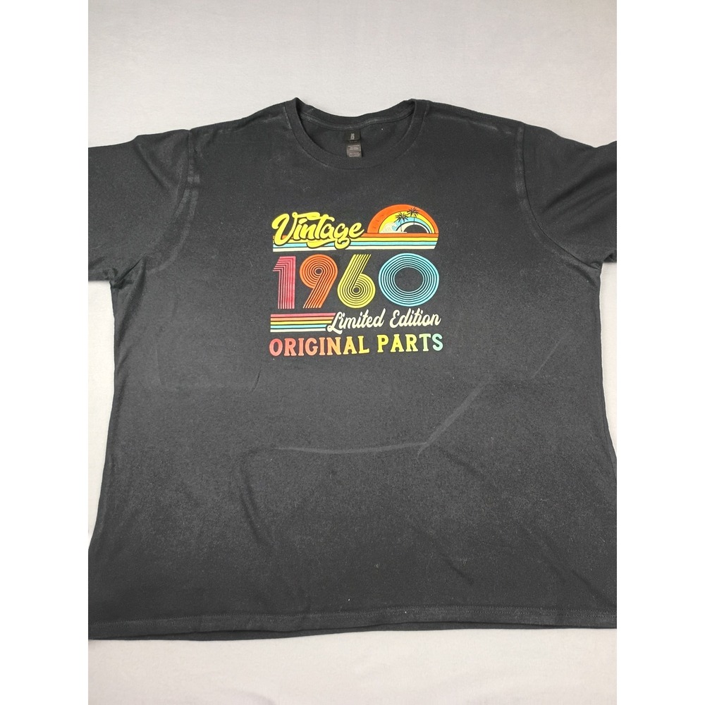Gildan Mens 2XL Black T-Shirt Vintage 1960 Original Parts Gamer Graphic Tee